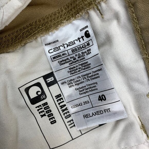 Carhartt Mens Shorts 40 Beige Rugged Flex Relaxed Fit Canvas Cargo Work Utility - Picture 6 of 8